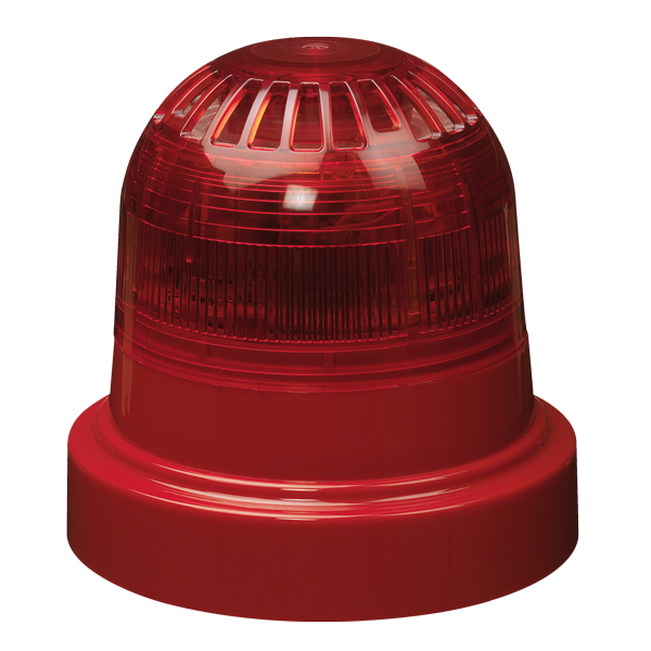   Wireless alarm sounder/beacon, red with clear lens